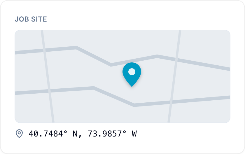 Location and coordinates displayed in a Location Map field Location and coordinates displayed in a Location Map field