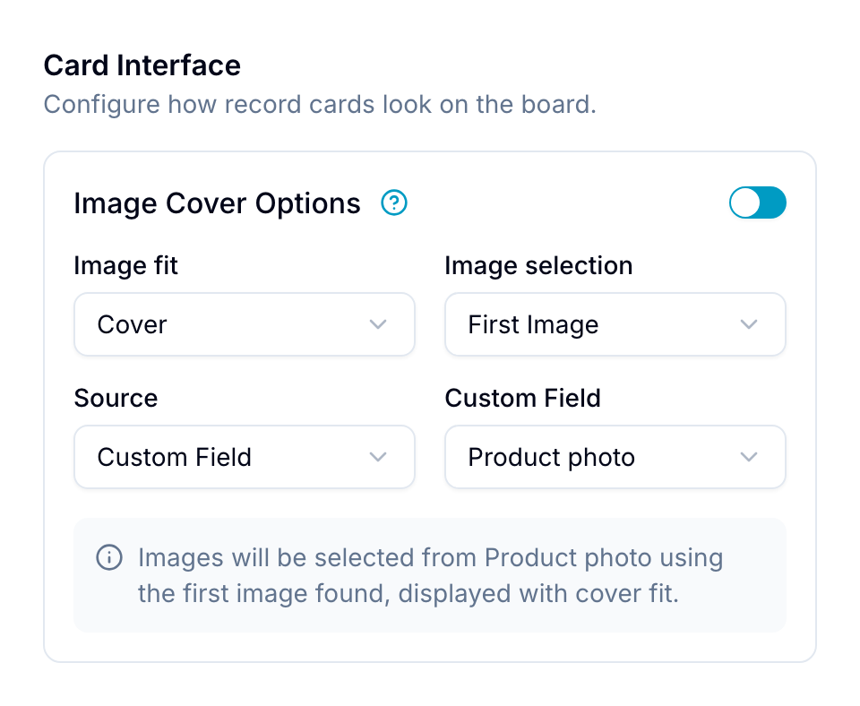 Image Cover Options in the Card Interface settings